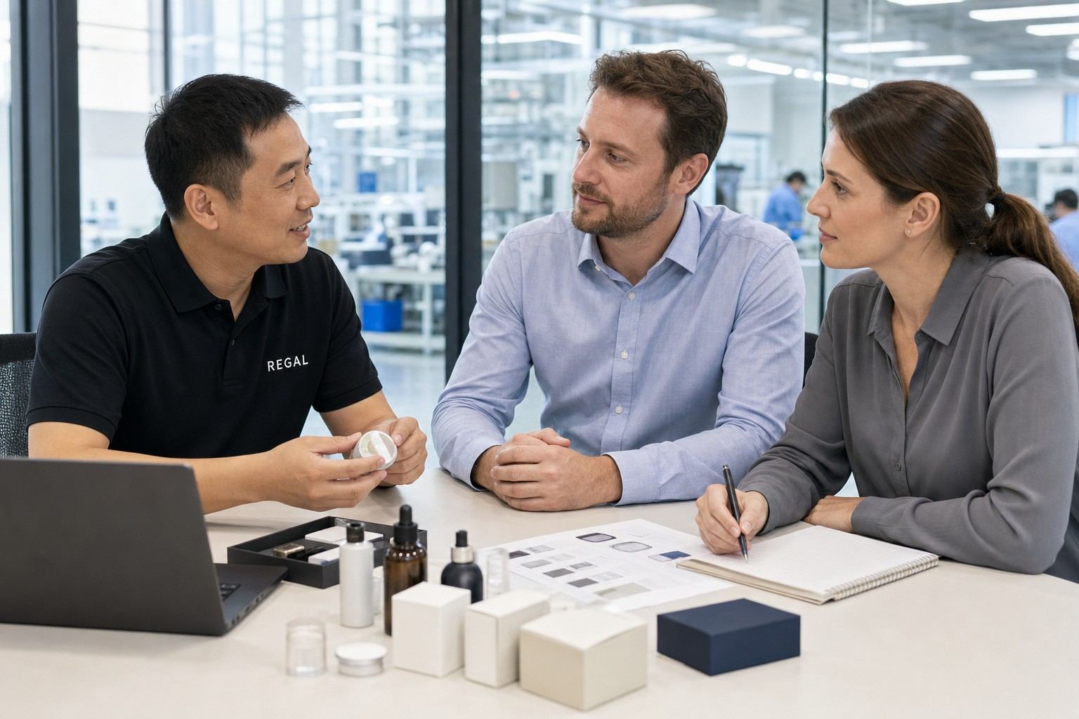 REGAL Sourcing specialist discussing product requirements with international buyers
